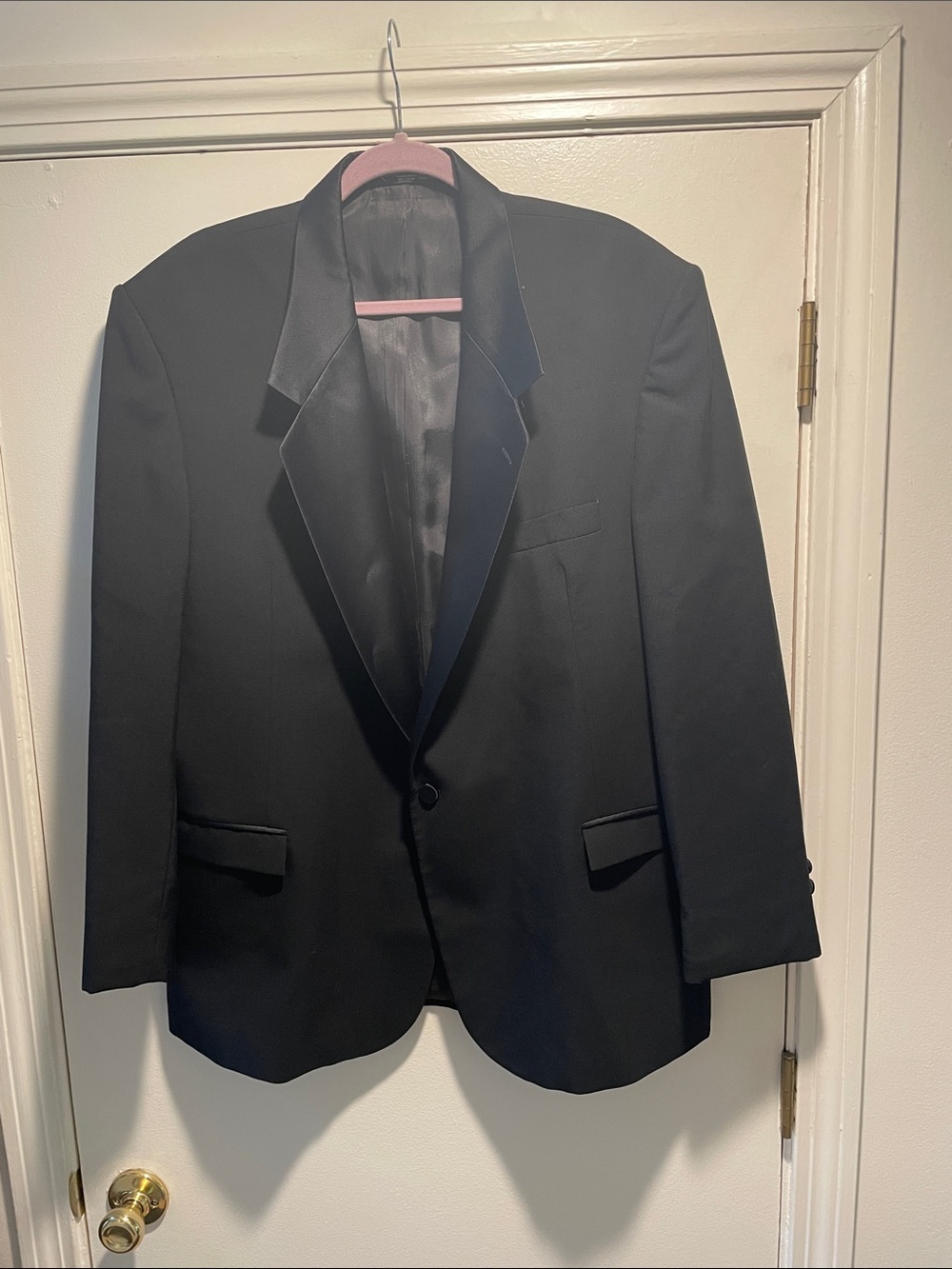 Oscar de la Renta Black Satin Notch Lapel Tuxedo Jacket